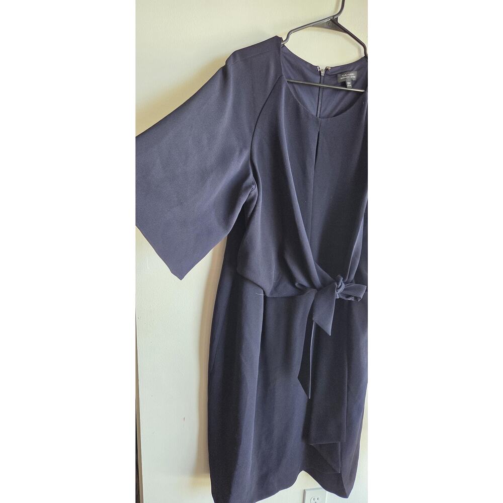 Tahari Plus Size Side-Tie Front -Belted Navy Blue Classy Sexy Dress 16W, - Picture 10 of 16